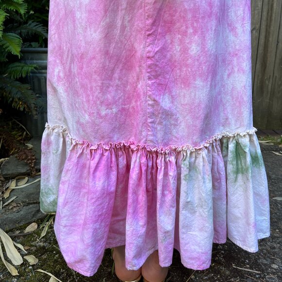 Pink & Green hand dyed cotton summer dress - Picture 4 of 4